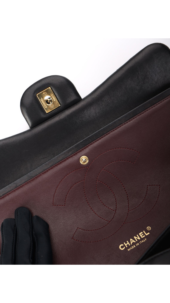 Chanel Double Flap Jumbo - Black Lambskin