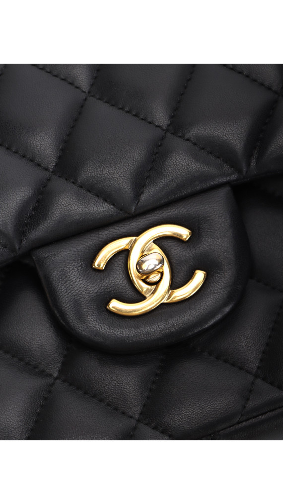 Chanel Double Flap Jumbo - Black Lambskin