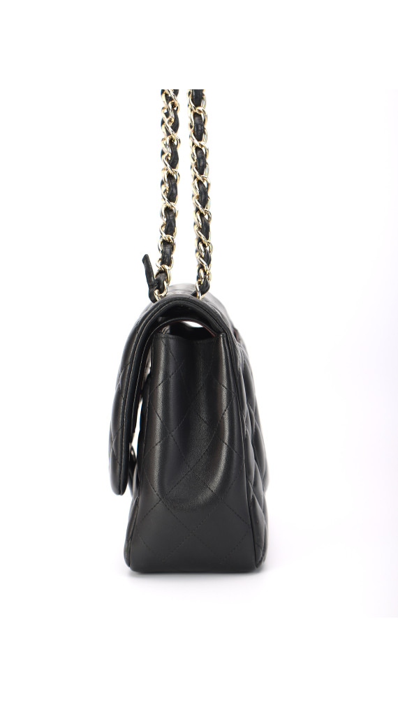Chanel Double Flap Jumbo - Black Lambskin