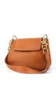 Prada Soft Calf Flap Shoulder Bag i karamellbrunt skinn