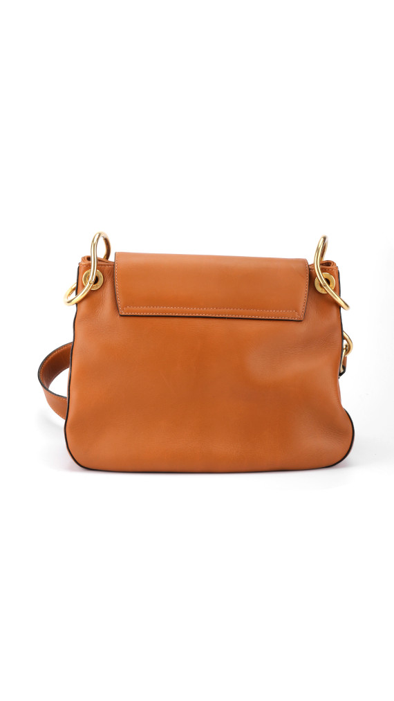 Prada Soft Calf Flap Shoulder Bag i karamellbrunt skinn