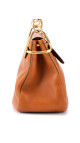 Prada Soft Calf Flap Shoulder Bag i karamellbrunt skinn
