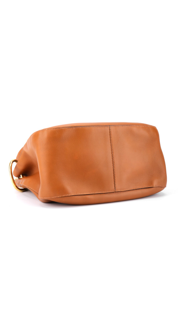 Prada Soft Calf Flap Shoulder Bag i karamellbrunt skinn