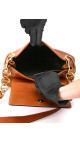 Prada Soft Calf Flap Shoulder Bag i karamellbrunt skinn