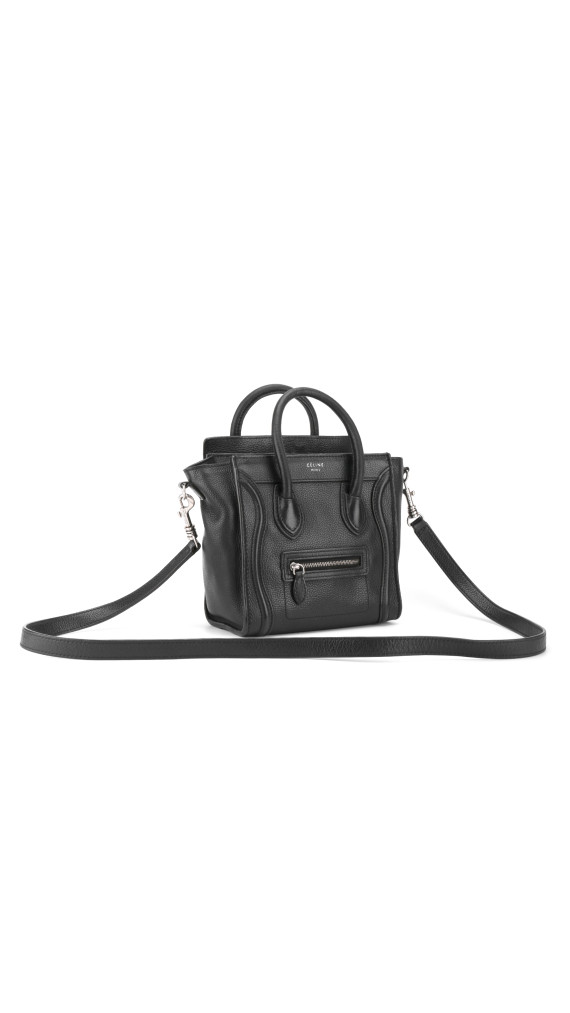 Céline Nano Luggage Tote i svart grained kalveskinn