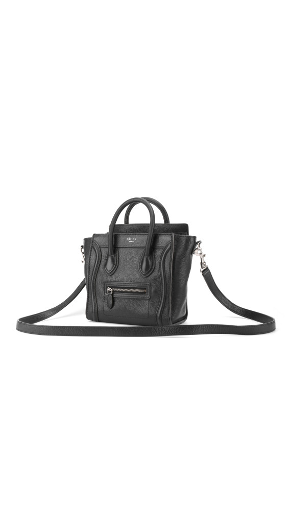 Céline Nano Luggage Tote i svart grained kalveskinn
