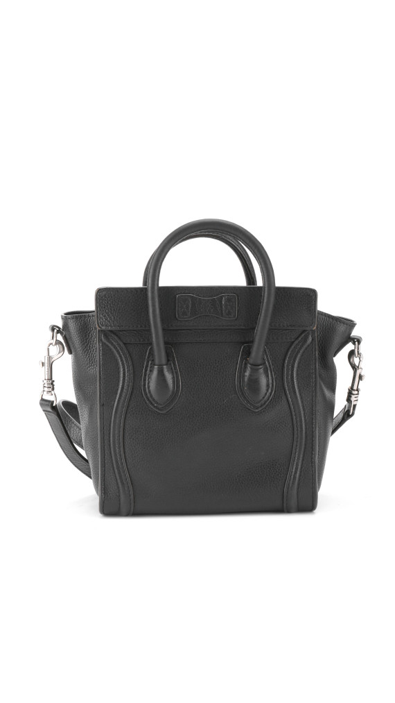 Céline Nano Luggage Tote i svart grained kalveskinn