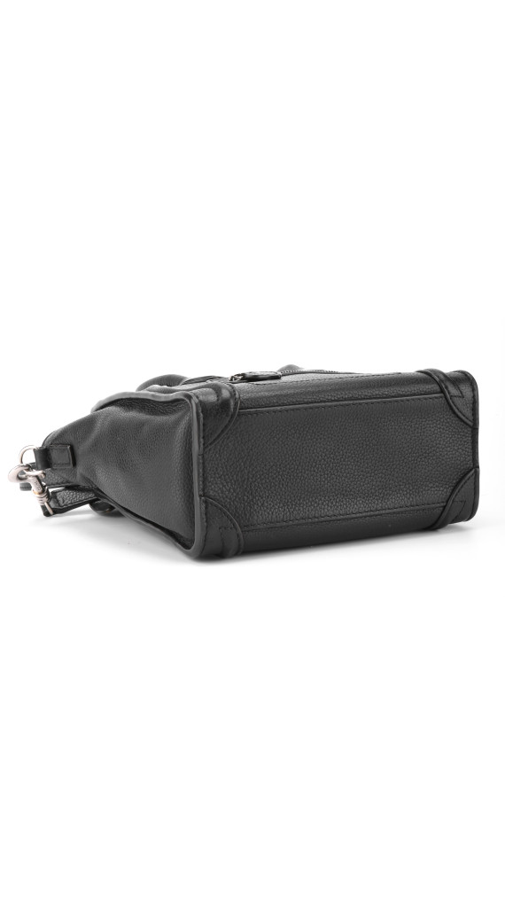 Céline Nano Luggage Tote i svart grained kalveskinn