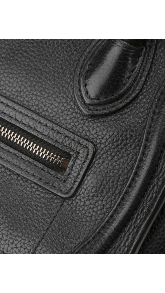 Céline Nano Luggage Tote i svart grained kalveskinn