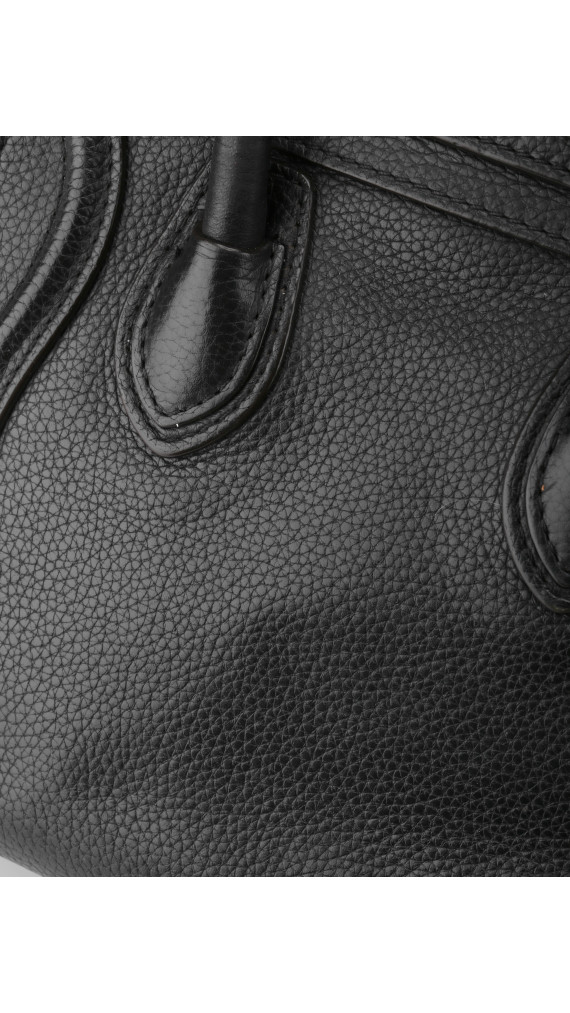 Céline Nano Luggage Tote i svart grained kalveskinn