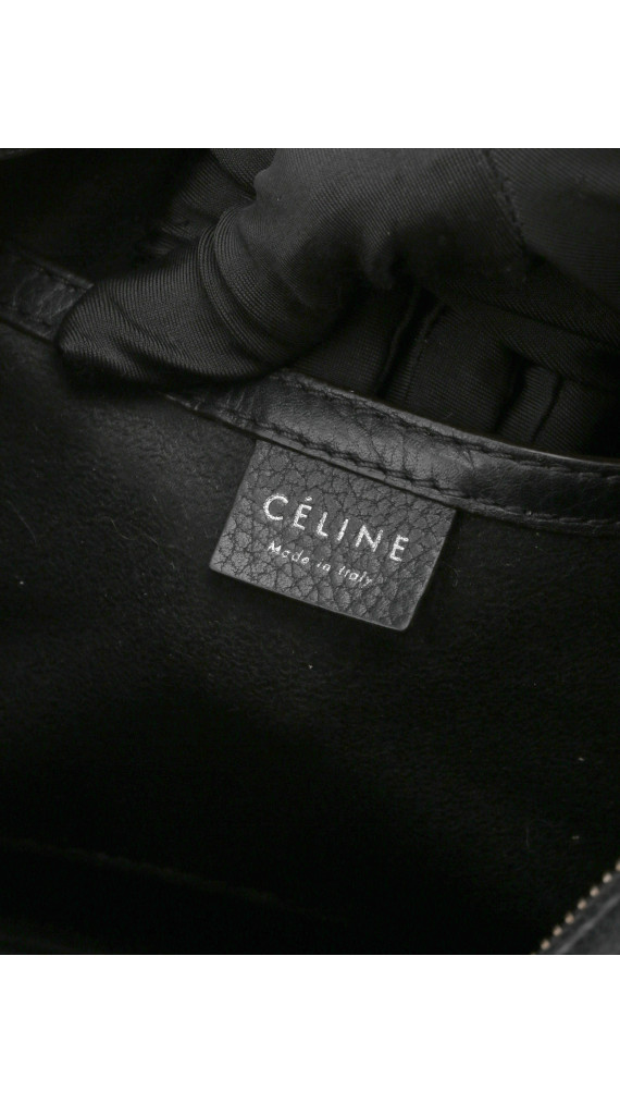 Céline Nano Luggage Tote i svart grained kalveskinn