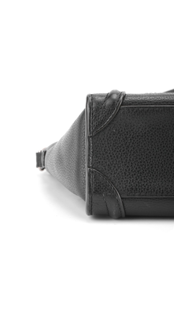 Céline Nano Luggage Tote i svart grained kalveskinn