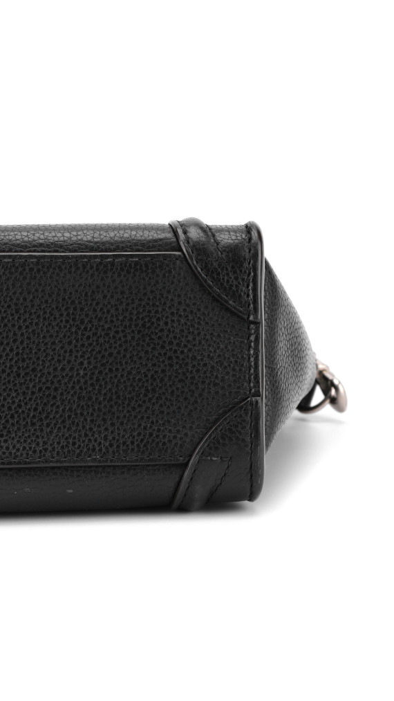Céline Nano Luggage Tote i svart grained kalveskinn