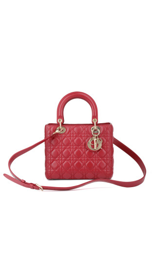 Christian Dior Lady Dior Medium Red Cannage Lambskin