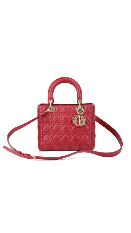 Christian Dior Lady Dior Medium Red Cannage Lambskin