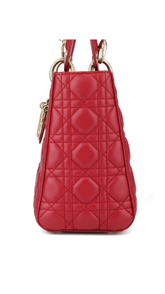 Christian Dior Lady Dior Medium Red Cannage Lambskin