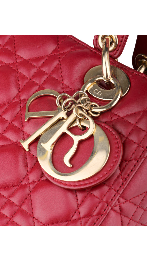 Christian Dior Lady Dior Medium Red Cannage Lambskin