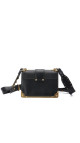 Prada Cahier Shoulder Bag i svart kalveskinn med antikk gullfarget hardware