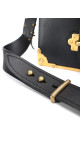 Prada Cahier Shoulder Bag i svart kalveskinn med antikk gullfarget hardware