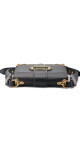 Prada Cahier Shoulder Bag i svart kalveskinn med antikk gullfarget hardware