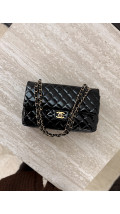 Chanel Classic Double Flap Medium Black Patent Leather