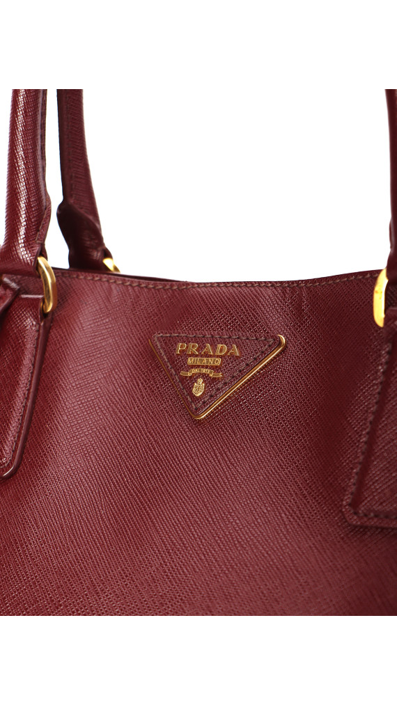 Prada Galleria Håndveske i burgund Saffiano-skinn