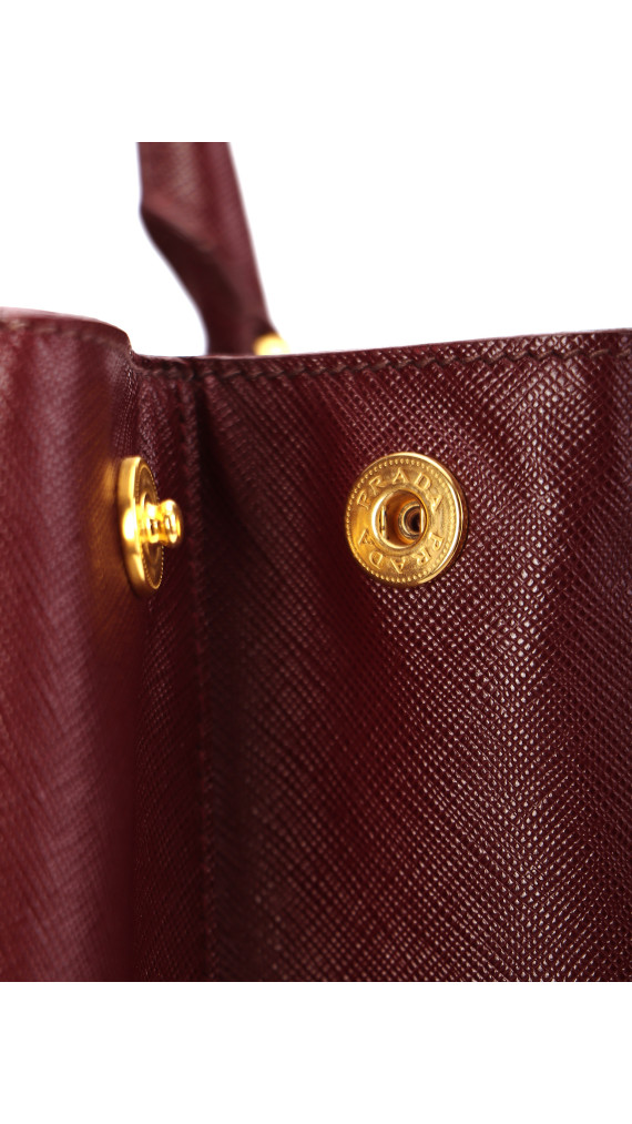 Prada Galleria Håndveske i burgund Saffiano-skinn