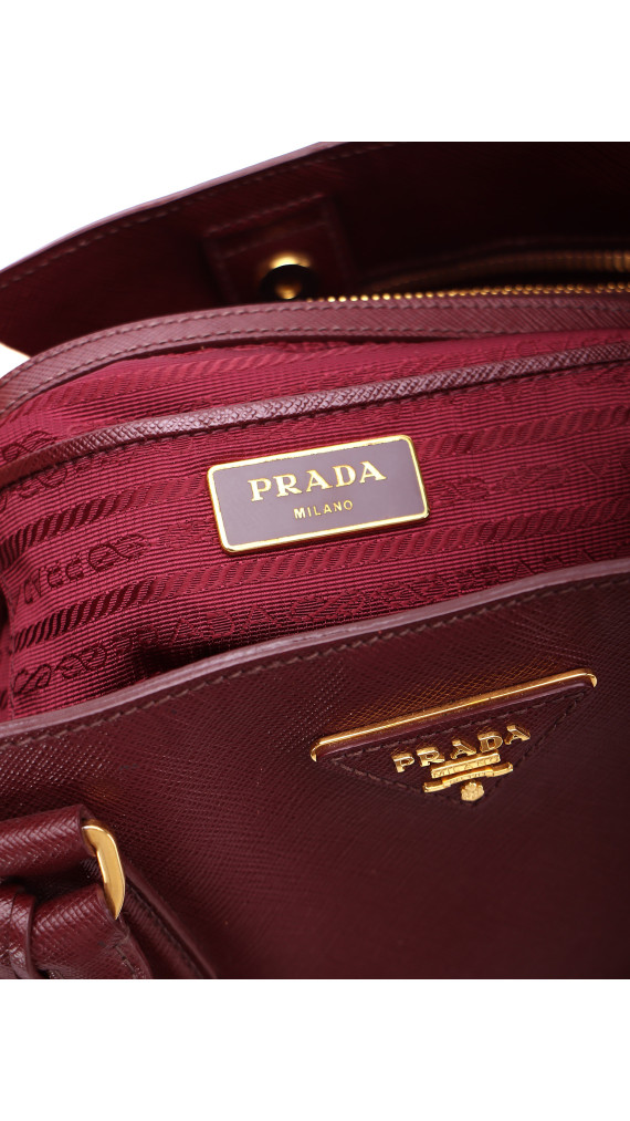 Prada Galleria Håndveske i burgund Saffiano-skinn
