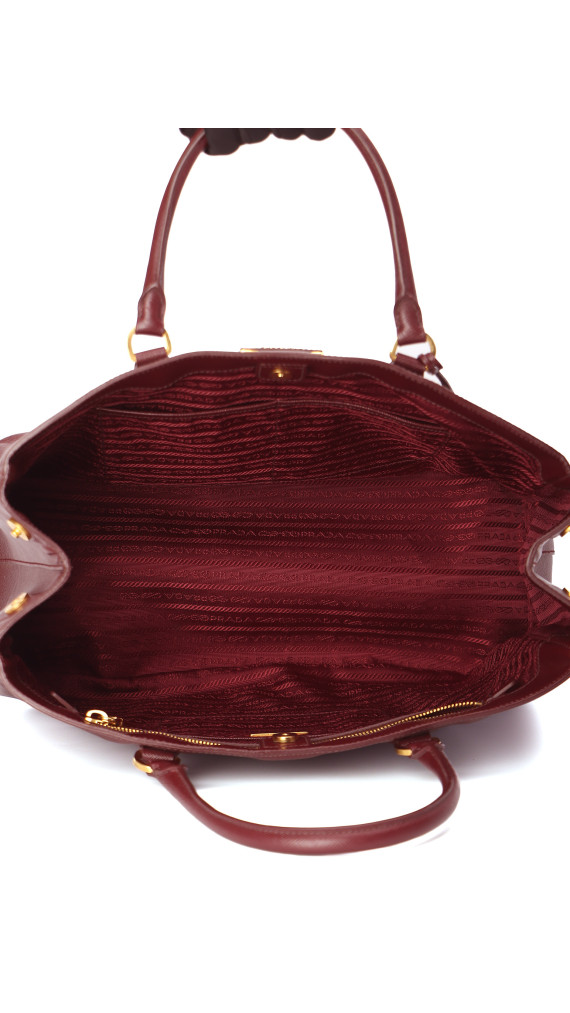 Prada Galleria Håndveske i burgund Saffiano-skinn