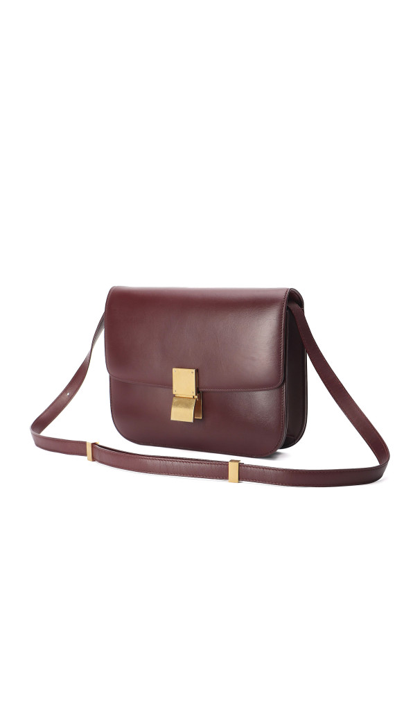 Celine Classic Box Bag i burgundy kalveskinn