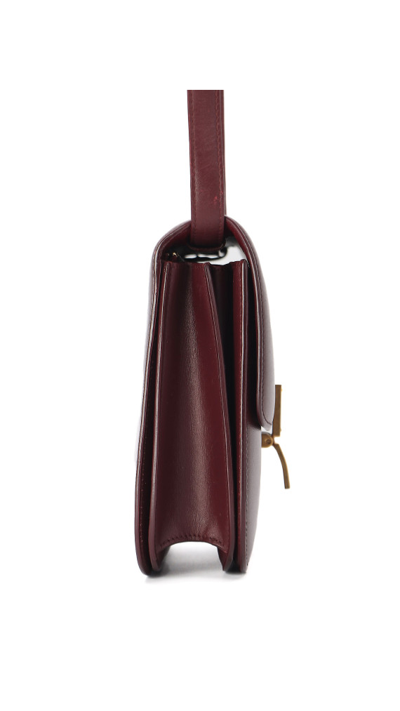 Celine Classic Box Bag i burgundy kalveskinn
