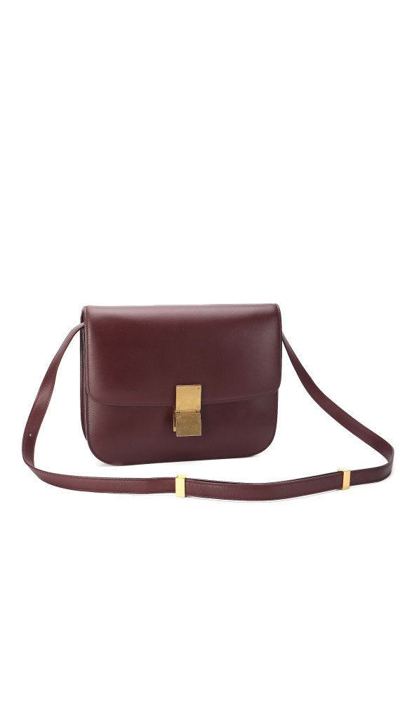 Celine Classic Box Bag i burgundy kalveskinn