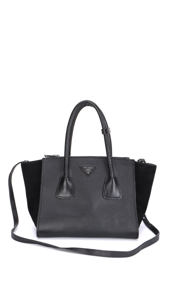 Prada Glace Calf Twin Pocket Tote Bag - Black