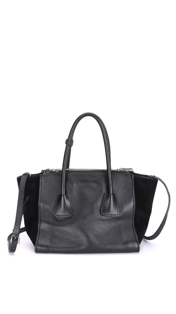 Prada Glace Calf Twin Pocket Tote Bag - Black