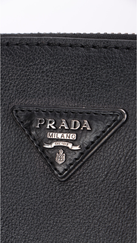 Prada Glace Calf Twin Pocket Tote Bag - Black
