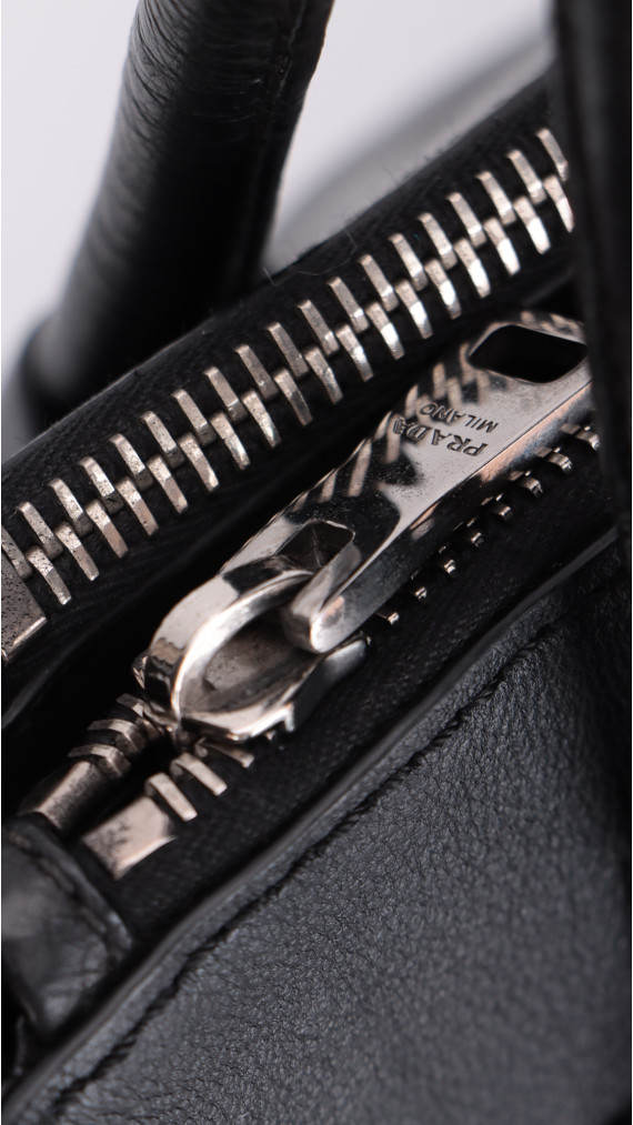 Prada Glace Calf Twin Pocket Tote Bag - Black