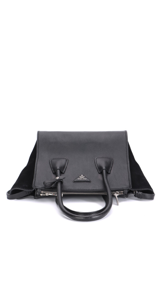 Prada Glace Calf Twin Pocket Tote Bag - Black