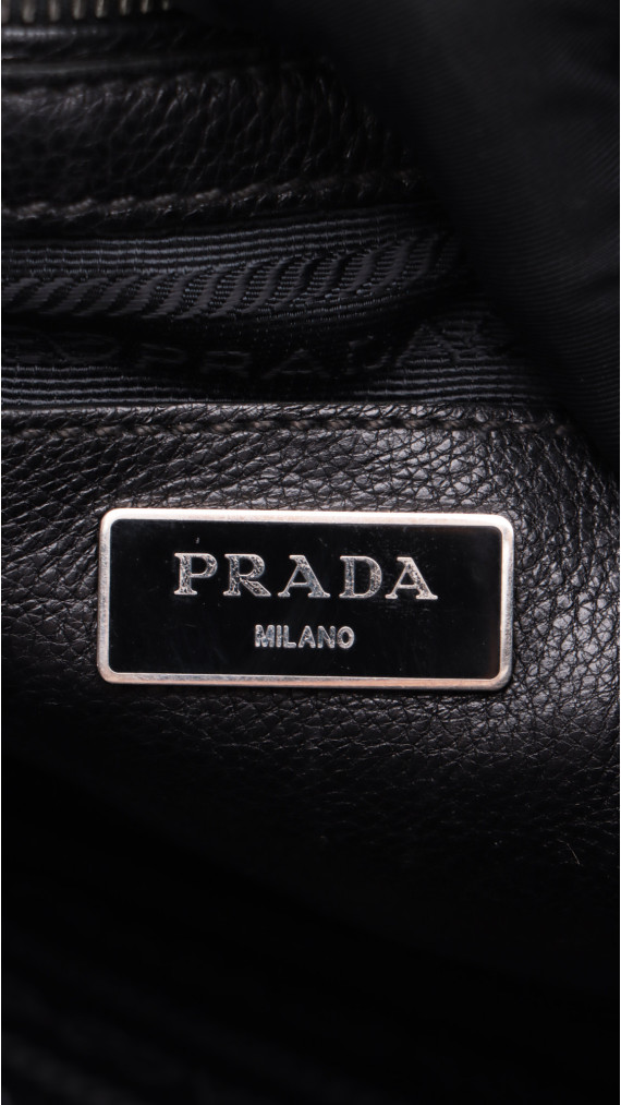 Prada Glace Calf Twin Pocket Tote Bag - Black