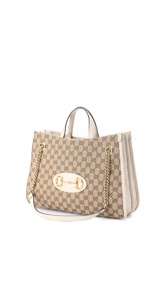 Gucci Horsebit Chain Tote Bag - Brown GG Canvas