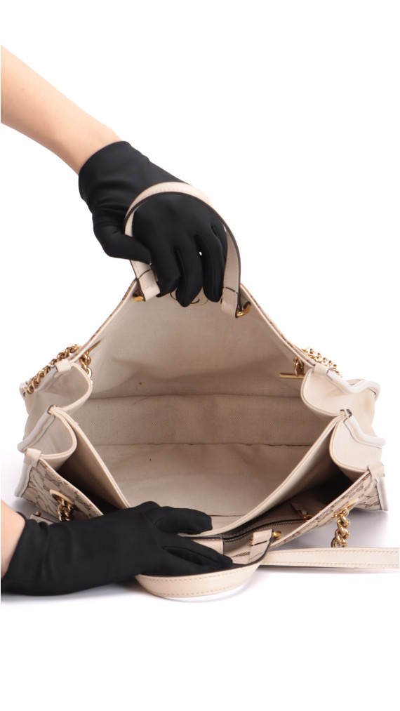 Gucci Horsebit Chain Tote Bag - Brown GG Canvas