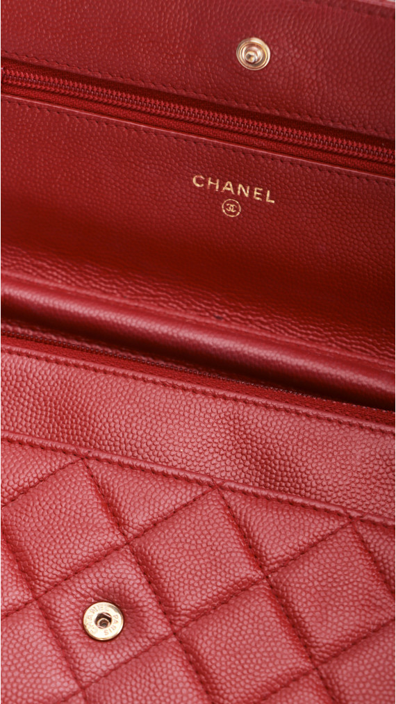 Chanel Wallet On Chain - Red Caviar Leather