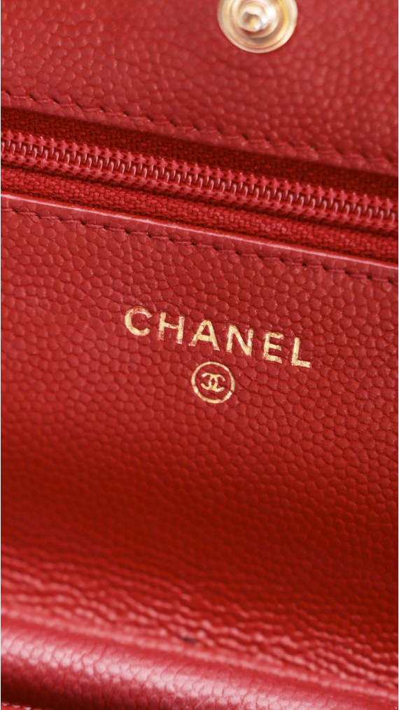 Chanel Wallet On Chain - Red Caviar Leather