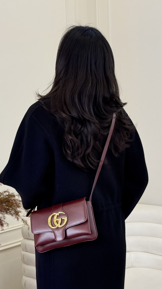 Gucci Arli Shoulder Bag - Burgundy Smooth Clafskin