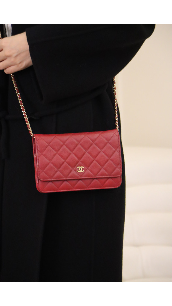 Chanel Wallet On Chain - Red Caviar Leather