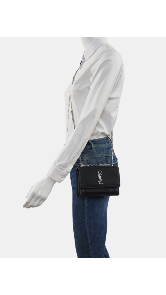 YSL Saint Laurent Sunset Crossbody Bag - Black