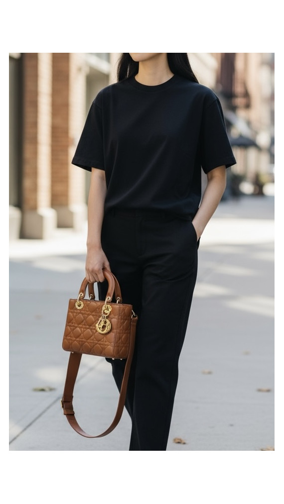 Christian Dior Lady Dior Shoulder Bag Size Small - Dark Brun