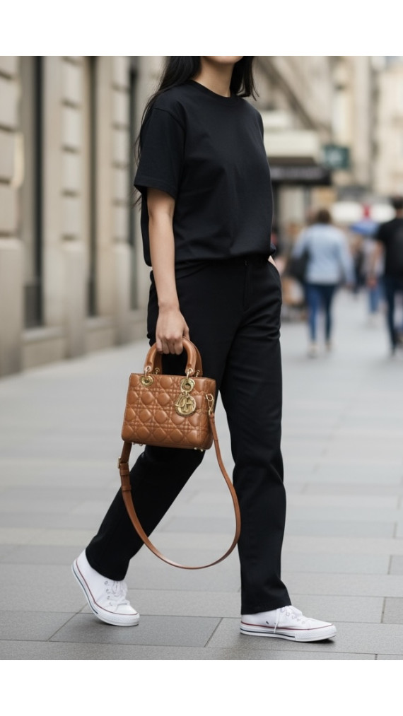 Christian Dior Lady Dior Shoulder Bag Size Small - Dark Brun