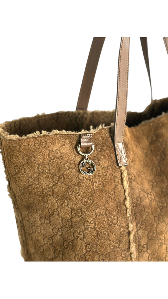 Gucci Suede Leather Shoulder Bag m/Lommebok