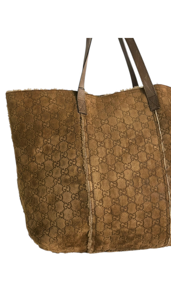 Gucci Suede Leather Shoulder Bag m/Lommebok