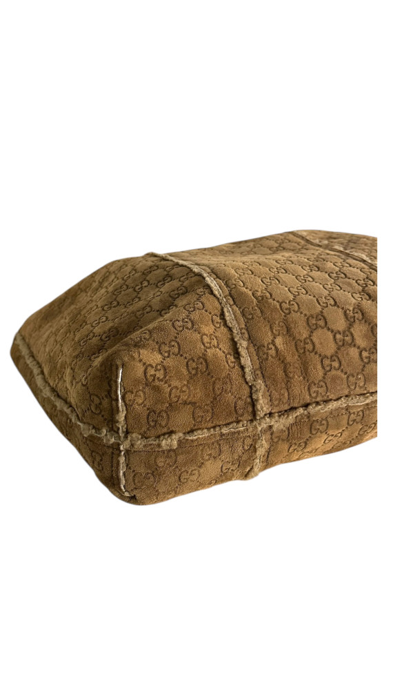 Gucci Suede Leather Shoulder Bag m/Lommebok